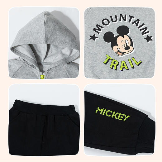 迪士尼加绒24秋冬季男童套装连帽卫衣束脚卫裤运动休闲两件套ZD3DT036 商品图6