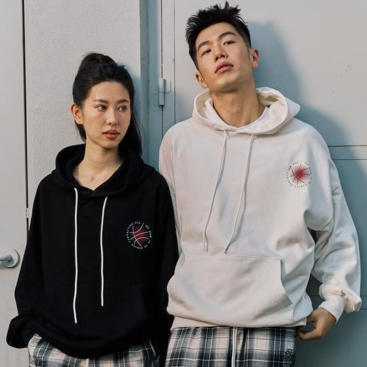 LUSHISILUSHISI加绒保暖日落篮球主题毛圈卫衣套头连帽衫潮宽松休闲 商品图1