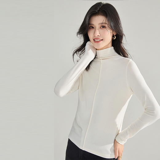 【高货sh】全新升级【铂金会员183/天猫249/差价66】(12513) 洛诗琳秋冬新款桑蚕丝山羊绒修身半高领亲肤弹力打底衫 商品图0