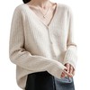 【99/2件】【秋冬新品】羊毛混纺针织开衫 女士V领气质长袖短款外穿针织开衫 商品缩略图4