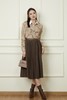 Le Malene 橄榄棕色印花衬衫弹力百褶裙套装 19108 商品缩略图1