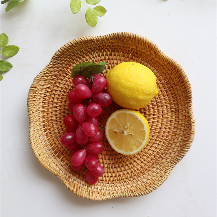 【S/M/L可选】娜家天然藤编波浪形收纳盘