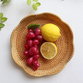 【S/M/L可选】娜家天然藤编波浪形收纳盘