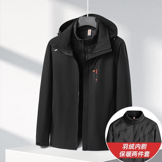 【可拆卸羽绒内胆】【新款DK】大依优型大码三合一鸭绒羽绒服内胆可拆卸帽冲锋衣外套男宽松加肥加大码上衣夹克户外衣两件套 商品图4