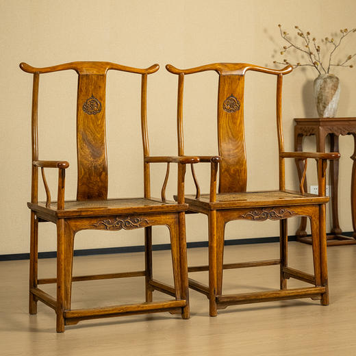 清 黄花梨龙纹四出头官帽椅（一对） 商品图0