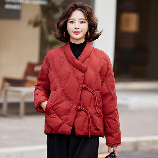 国风中式盘扣，轻薄保暖显瘦气质羽绒服外套HR-YGYL8801-1 商品图0