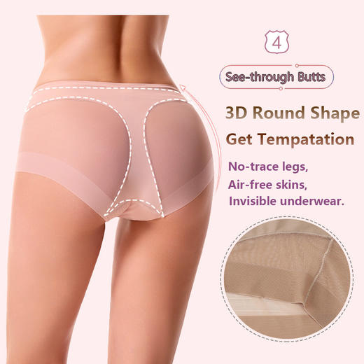 薄款欧美网纱中高腰大码内裤性感提臀收腰舒适无痕冰丝女士三角裤 商品图3