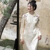 牧衣游原创 手绣炒色真丝混纺连衣裙女文艺复古中式长裙 梦中作 商品缩略图1