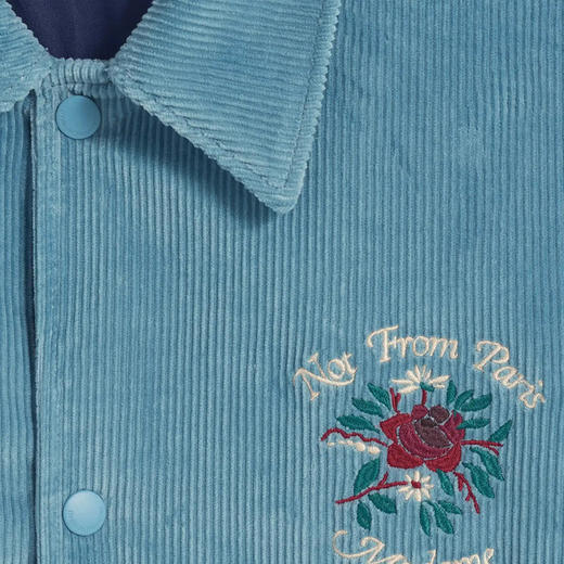 Drole De Monsieur La Veste Slogan Fleurs 刺绣复古灯芯绒夹克 商品图1