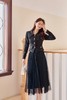 Le Malene 黑色提花宫廷风纱裙套装 19104 商品缩略图1