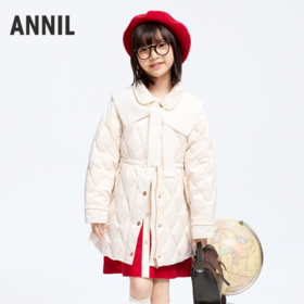 【轻暖0~10℃】女童小香风收腰羽绒中长款外套冬季新款安奈儿童装实体店同款AG445813