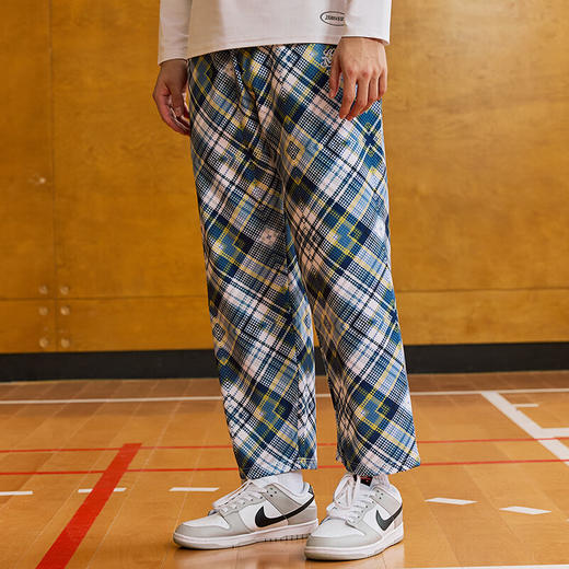 LUSHISILUSHISI浑浊主题休闲抽绳满印直筒运动长裤 商品图1