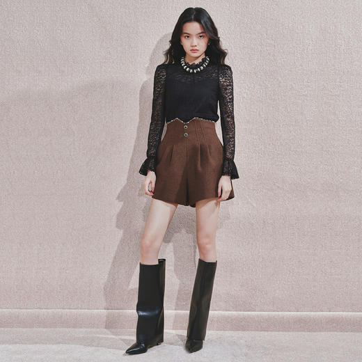 精致浪漫优雅感蕾丝衫打底衫24冬修身显瘦上衣女 商品图1