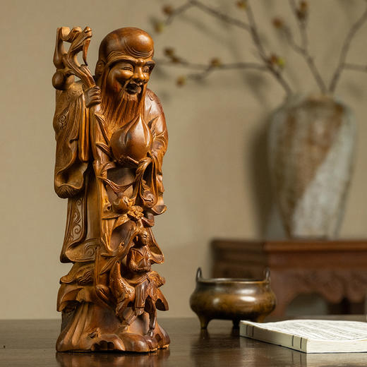 清 楠木雕寿星人物摆件 商品图1