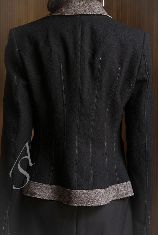 Ashlyn  灰黑拼色Davina羊毛短外套 商品图3