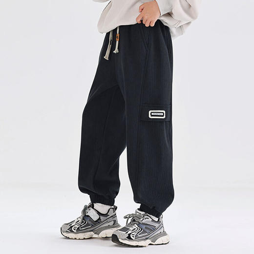 【灯芯绒面料，柔软舒适，保暖又透气】男童秋冬款灯芯绒加绒裤 秋冬新款儿童一体绒 保暖休闲裤中大童裤子-QQ 商品图2