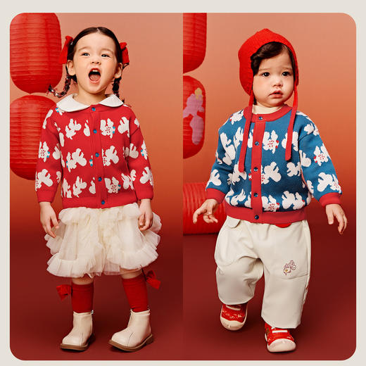 【非遗联名】迷你巴拉男女童开衫新年冬春季纯棉儿童针织衫 商品图2
