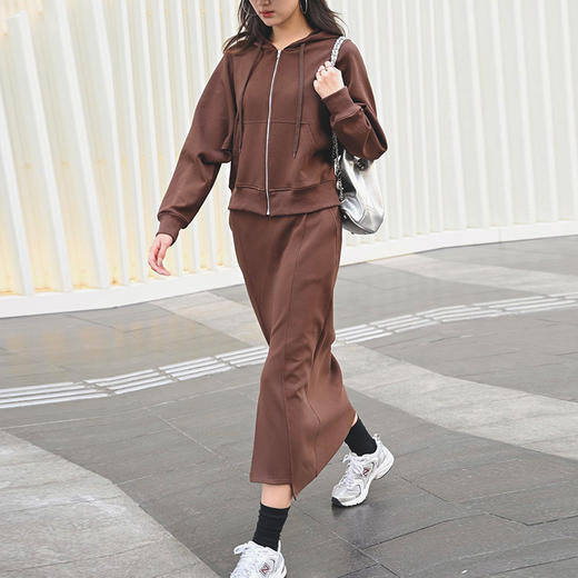 【顺丰包邮】99804 洛诗琳美式时髦连帽卫衣气质半身裙两件套568 商品图1