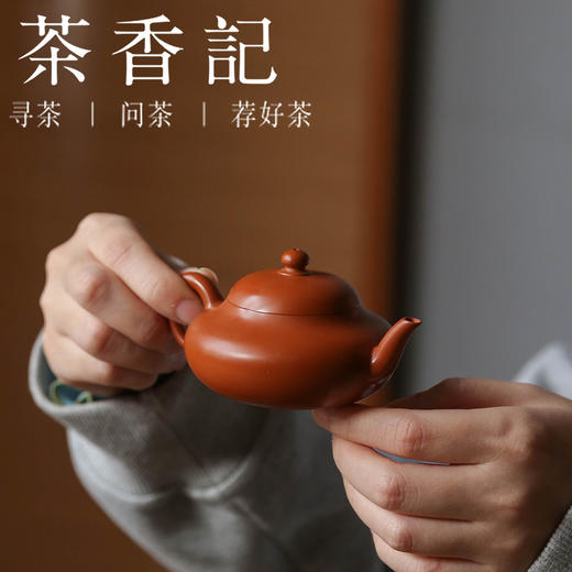 茶香记 潮州朱泥全手工手拉壶矮梨壶75ml紫砂壶曲张有度茶壶茶具 商品图2