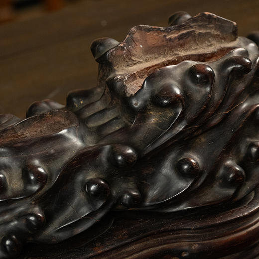 清 红木整挖海浪形器座 商品图2