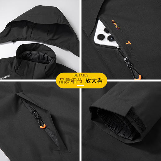 【可拆卸羽绒内胆】【新款DK】大依优型大码三合一鸭绒羽绒服内胆可拆卸帽冲锋衣外套男宽松加肥加大码上衣夹克户外衣两件套 商品图1