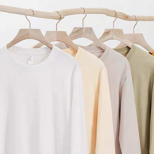 岸纾 新疆全棉长袖T恤2件装（多色任选）男女内搭圆领纯色打底衫 商品图2