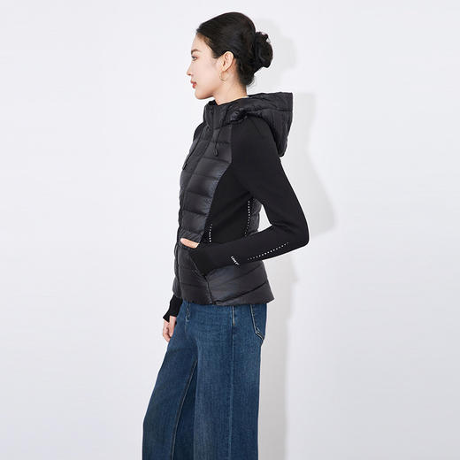 【高货wl】全新升级【铂金会员367/天猫499/差价132】(11622) 洛诗琳冬季新款连帽拼接瑜伽轻薄长袖90白鸭绒短款羽绒服 商品图4