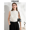 VIMAGE纬漫纪气质小立领无袖修身百搭纯色针织背心秋季新款VC2401308 商品缩略图1