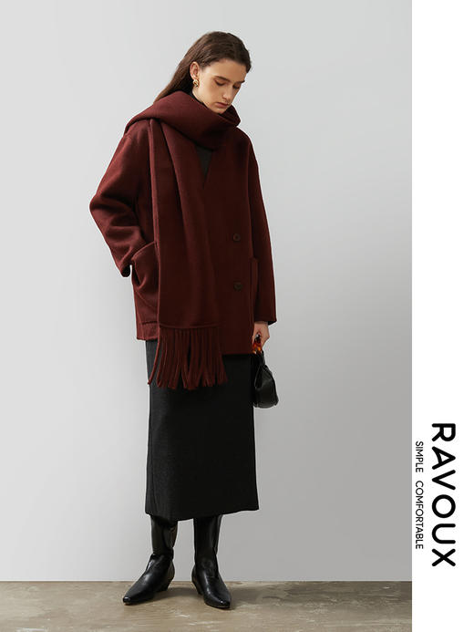 264269920流苏围巾中长款大衣 商品图1