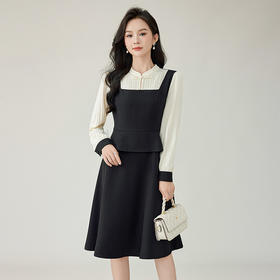 奢姿大码女装2024秋季立领气质裙子胖妹妹拼接假两件时尚连衣裙9943826641