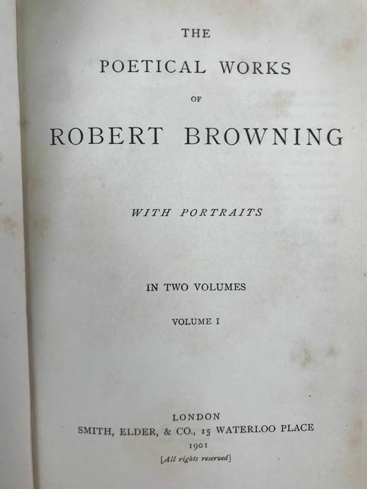 工坊特装本！1900-1901年 罗伯特·布朗宁诗集（全2卷） 2幅肖像插图 全真皮精装32开 商品图4