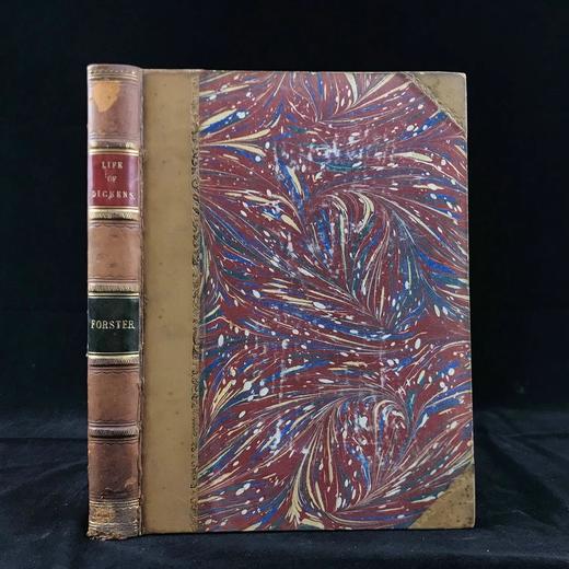 约19世纪后期 约翰·福斯特《狄更斯传》 40幅插图 真皮精装16开 商品图0