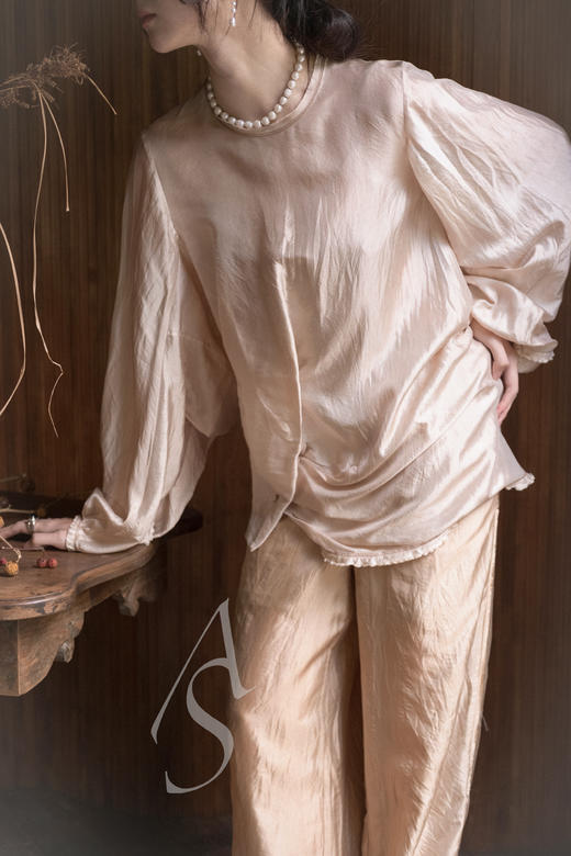 Phaedo  暖金色腰部层褶真丝直筒裤 商品图2