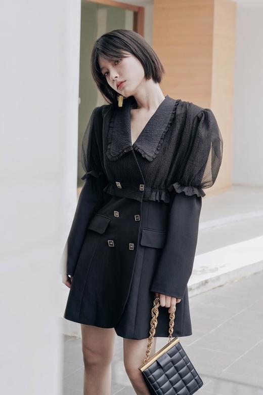 ANSUABEL 设计感小众欧根纱拼接西装连衣裙 14134 商品图6