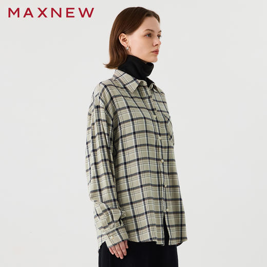 【衬衫】廓形格纹长袖衬衫1N4222305 商品图1