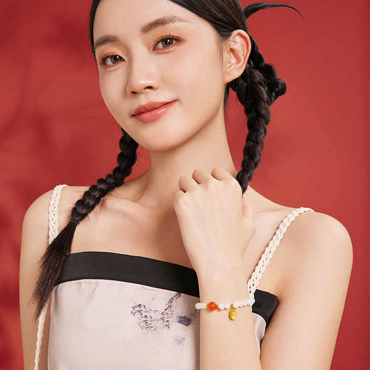 鸿运相伴天然和田玉玛瑙手串 商品图2