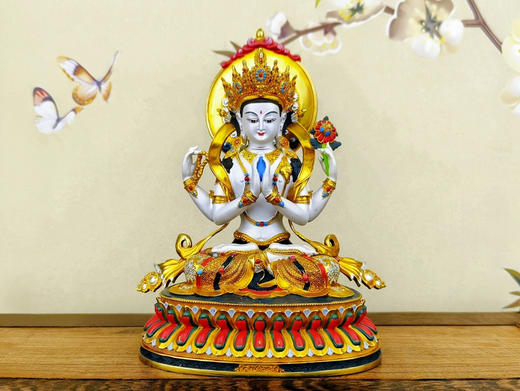 彩绘四臂观音摆件（高15cm） 商品图0