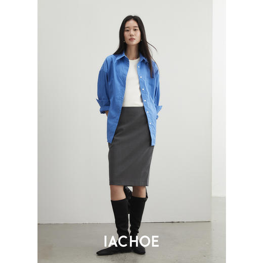 棉仓3561504004-【蓝朋友】克莱因蓝宽松通勤衬衫  设计感法式长袖衬衣 商品图1