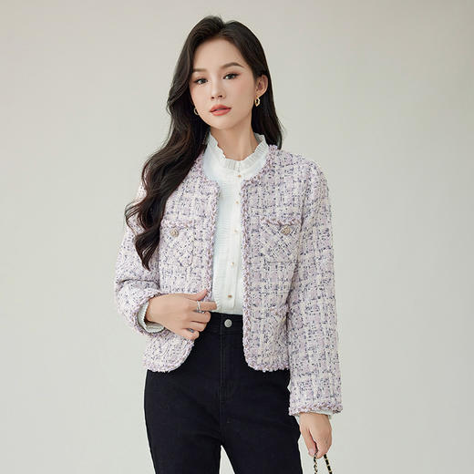 奢姿2024秋季新款大码女装法式短款小香风外套女外搭气质雅致上衣9943362010 商品图2