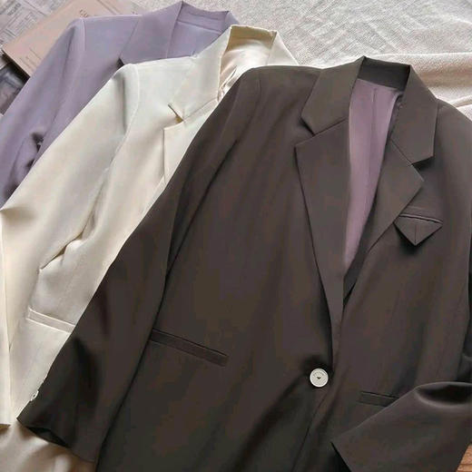 【顺丰包邮】74052 洛诗琳重磅真丝重驺32MM真丝极简宽松西装外套10738 商品图3