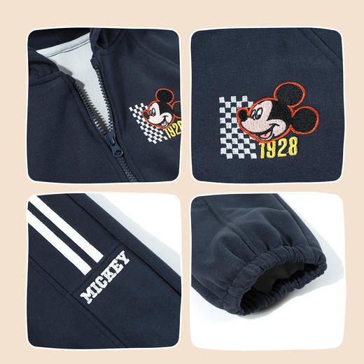 迪士尼2024秋冬新款男童连帽套装中大童运动卫衣卫裤学生跑步两件套HSND24078 商品图6