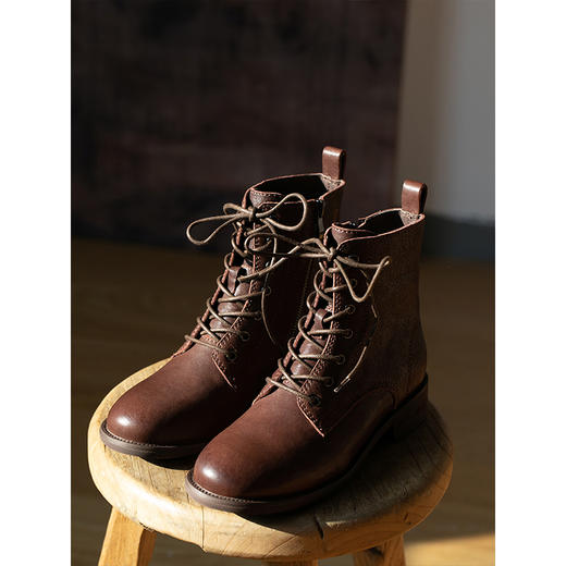 牧衣游 羊皮马丁靴女复古文艺百搭舒适 梦伴【不支持会员折】 商品图1