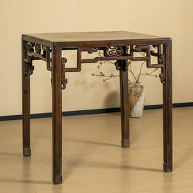 清 红木攒牙子如意卡子花四面平方桌