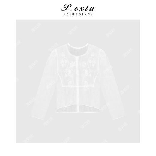 03-4潘依绣丁丁宠粉PanYiXiu/潘依绣【葡萄】100%苎麻清冷优雅刺绣长袖衬衫 W-62336 商品图2