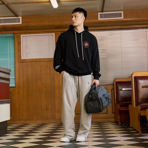 LUSHISILUSHISI加绒保暖日落篮球主题毛圈卫衣套头连帽衫潮宽松休闲 商品图4