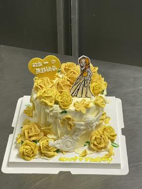 黄玫瑰蛋糕韩式豆沙裱花（刘亦菲同款）