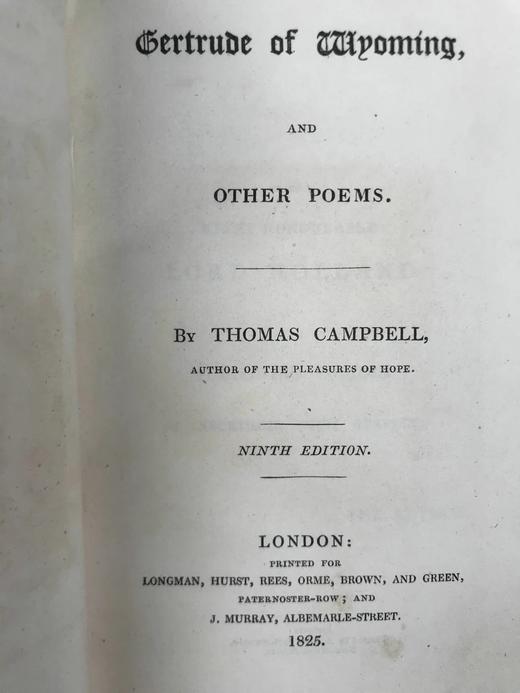 1822年 托马斯·坎贝尔《怀俄明的葛楚德与其他诗歌》 3幅版画插图 全真皮精装36开 商品图3