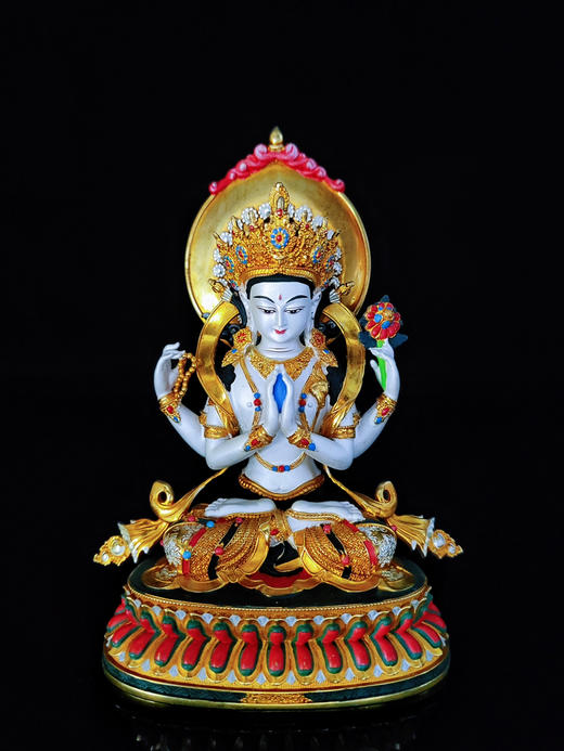 彩绘四臂观音摆件（高15cm） 商品图2