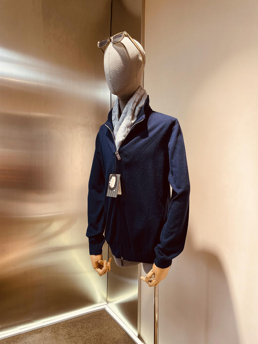 柜3W高奢杰尼亚同款羊毛+桑蚕丝全拉链毛衣外套 商品图2