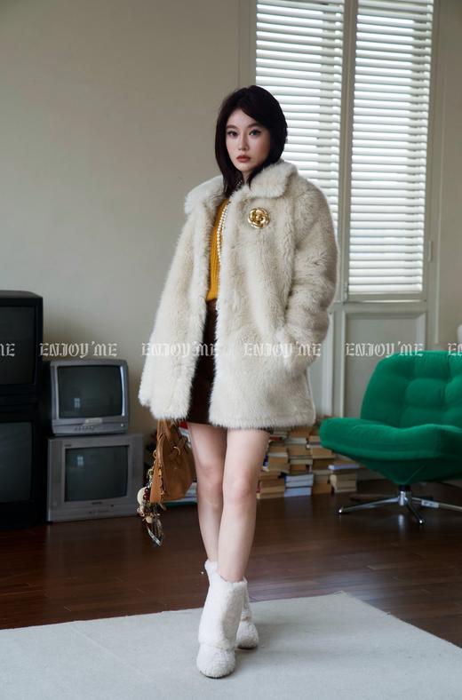 【门店同款】ENJOY冬季自由意志简约小领子毛外套（不配胸针） 1599453139 商品图0